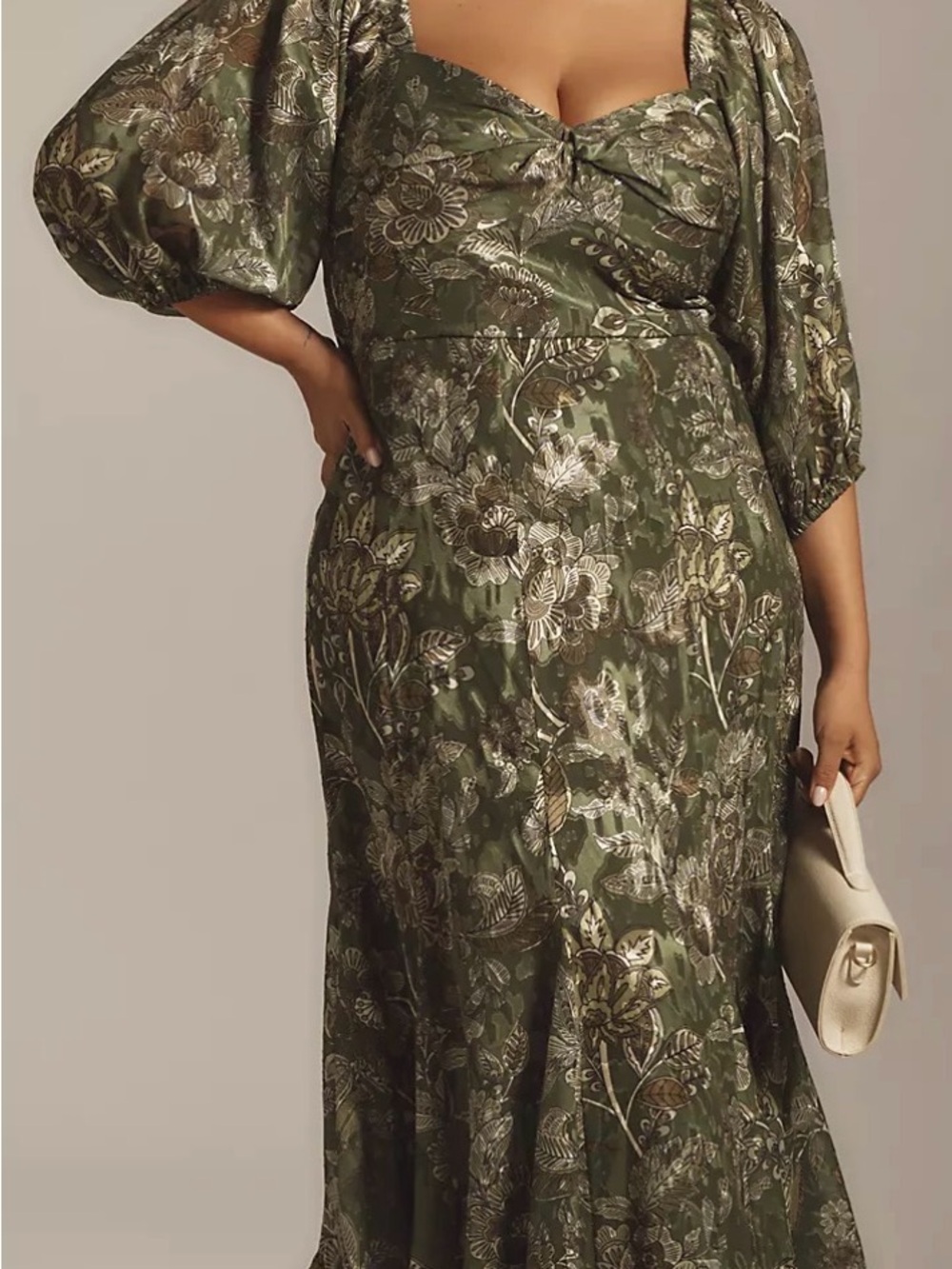 NWT 3X Hutch Anthropologie Printed Twist-Front Puff-Sleeve Ruffle-Hem Dress